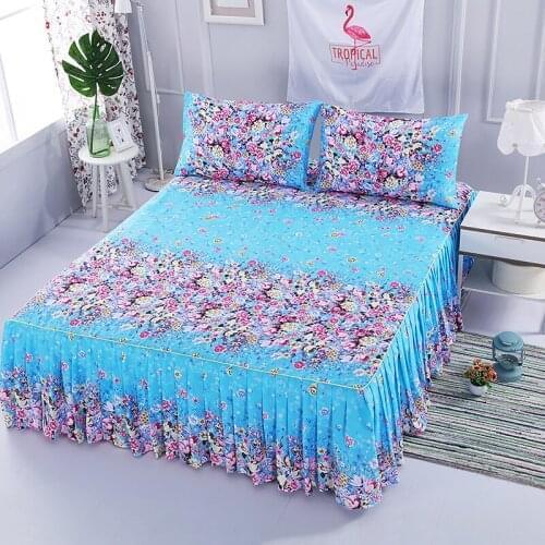 Romantic Lace Bed Skirt Elegant Chiffon Princess Bed Skirts Non-slip Bed Sheets Home Decoration Bed cover Elastic Band