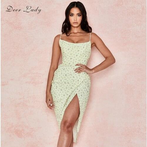 XAKALAKA Christmas Dress 2020 Midi Sexy Floral Bodycon Dress Side Slit Draped Dress Celebrity Club Party Dress Women Evening