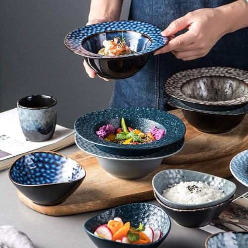 Shaped Honeycomb Hat Bowl Japanese Ceramic Deep Plates Nordic Art Western Creative Vegetable Salad Soup Cereal Pasta Plates