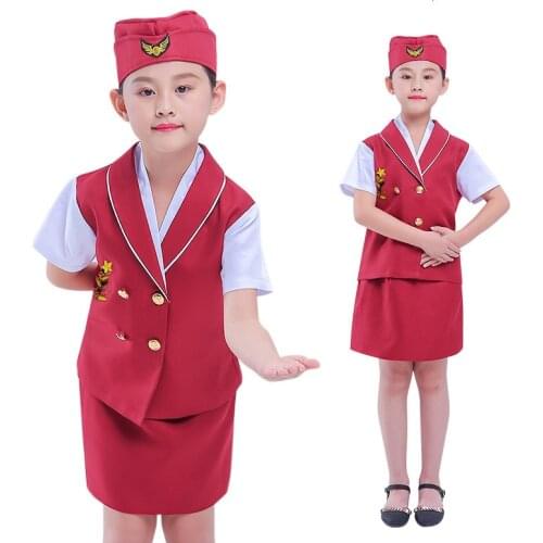 Sexy stewardess suits girl stewardess dress sexy flight attendant dress but role-playing uniform for child