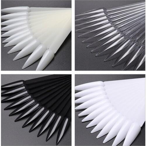 TP 4 Colors 40 Sticks Stiletto False Nail Tips Gel Polish Color Display Practice Fan Wheel Board Swatch