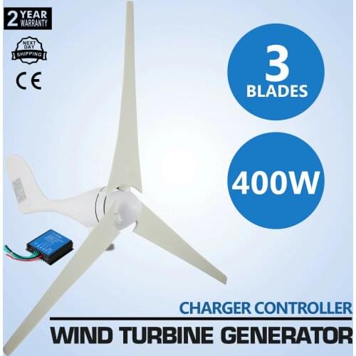 3-blade DC 12V high-efficiency stable domestic wind turbine with maximum power of 400W, with charging controller