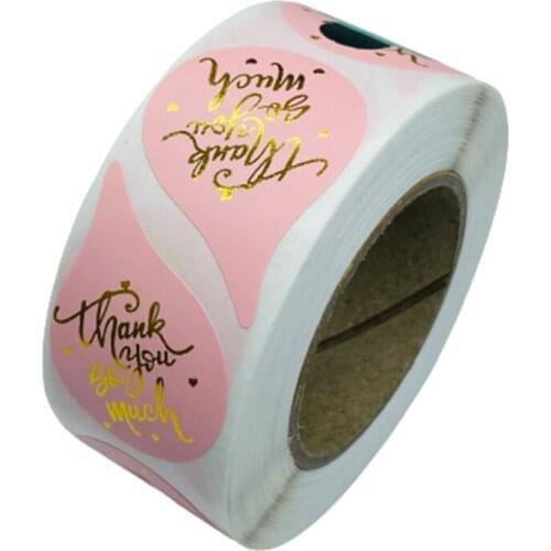 1" /1.5" Droplet Shape Gold Foil Thank You So Much Sticker For Business Envelopes Wedding Invitations Packages Office Supplies