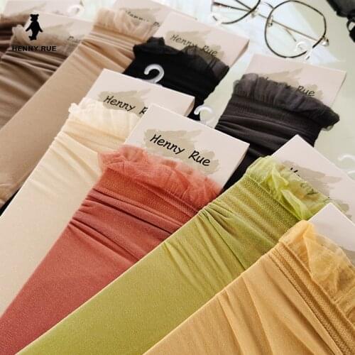 Woman Socks 1 Pair 2020 Spring New Fashion Socks Solid Color Silk Women Soft Cute Long Socks For Women Mesh Thin Socks Style