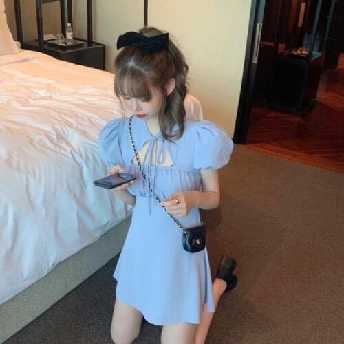 Women Summer dress 2021 new machine restoring ancient ways fairys hollowed hubble-bubble sleeve dress vestido de mujer YDK2103