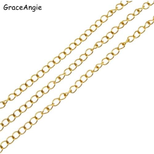 2 Meters Stainless Steel Gold Chain For Necklace Handmade Jewelry Chains Necklace Chain Earrings Bracelet Vintage DIY Earrings