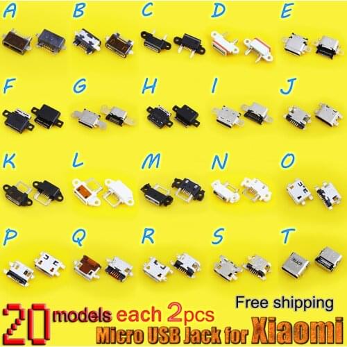 20model 40pcs USB Charging Port Charge Connector Socket For Xiaomi 1S 2A 2S Mi2 Mi3 4I Mi4 Mi5 4C 4S MAX Redmi 1S 2A 3S Note 3 4