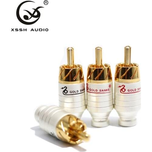 4pcs/8pcs/16pcs XSSH TaiWan HIFI Hi-end AV Lotus gold plated Audio RCA plug connector jack Terminal for 6mm max audio cable