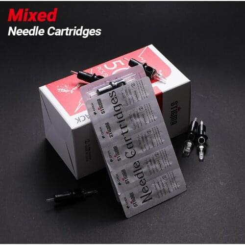 50pcs Disposable Sterilized Round Liner Tattoo Cartridge Needles Permanent Makeup Machine Tattoo Eyebrow Lip Rotary Pen Supplies