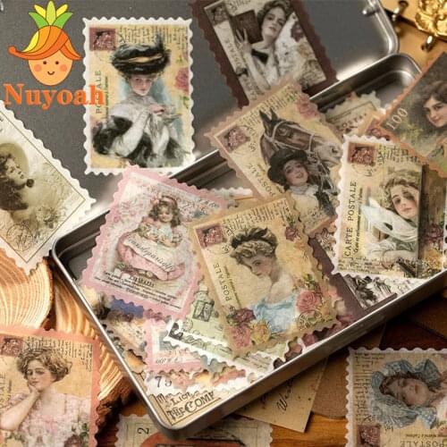 60Pcs/Set vintage stickers Retro Stamp Style Diary Planner Decorative Scrapbooking Stickers Craft Stickers Stationery Supplies