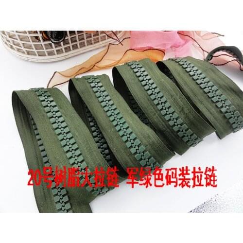 20# oversize green resin zipper 5M/lot+5pcs sliders big size zipper for diy tents yacht sofa car cover zippers accessories