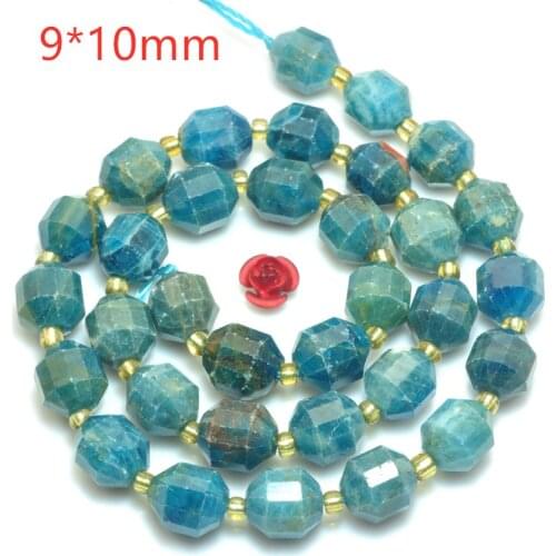 LOOSE BEADS blue Apatite faceted 8/10mm wholesale for DIY jewelry necklace 36cm