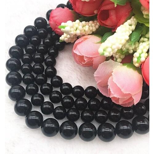 Wholesale 6/8/10mm Natural Stone Beads Black Agat Round Stone Beads for Jewelry Making DIY Bracelet Accessories #18