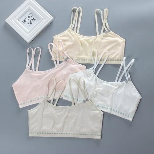 Bra Girls Training Cotton Puberty Kids Lingerie Sports Soft Tops Tanks With Chest Pad Breathable Underwear Students Bras 8-18Y