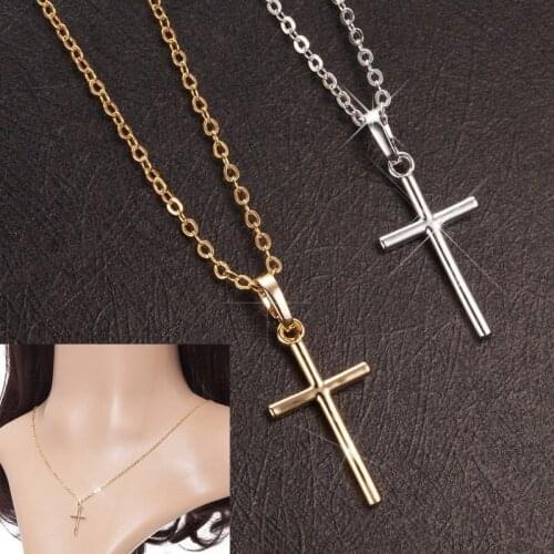 Mens Womens Titanium Steel Cross Pendant Necklace Personality Hip Hop Gold Plated Chain Unisex Hip Hop Jewelry Accessories