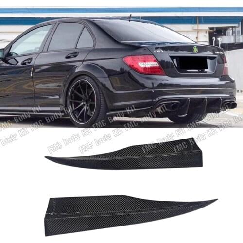 Real Carbon Fiber Rear Lip Splitters Aprons Bumper Cupwings Winglet Diffuser For Benz C Class W204 C63 AMG 2012 2013 2014