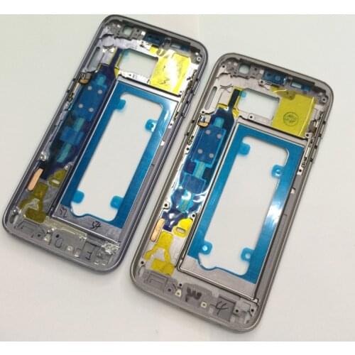 For Samsung Galaxy S7 G930 G930F Mobile Phone Plate Middle Frame For S7 Edge G935 G935F Housing Body Bezel Chassis With Adhesive
