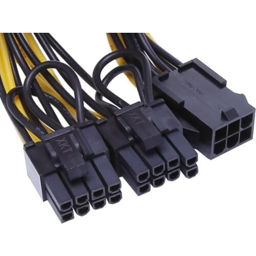 10pcs/lot PCI-E 6-pin to Dual 6+2-pin (6-pin/8-pin) Power Splitter Cable Graphics Card PCIE PCI Express 6Pin to Dual 8Pin Power
