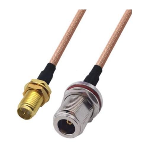 RG400 Cable RP-SMA Female to N Female bulkhead Double Shielded Copper Braid Coax Low Loss Jumper Cable