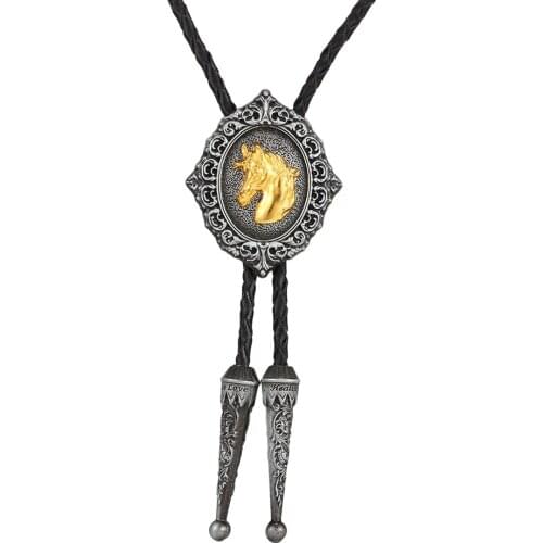 KDG Western Cowboy Zinc Alloy Natural Animal Pendant Necklace Simple Wild Necklace Leather Leather Cord