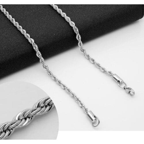 50pcs/lot Stainless Steel Twist chains Suitable for Wearing Dog Tags and pendants