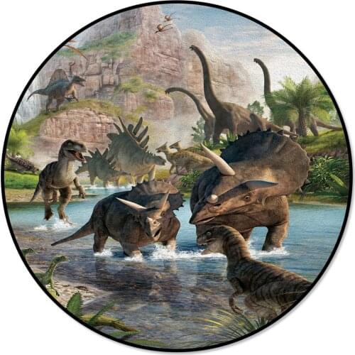 Jurassic Period Dinosaur Print Round Carpets for Kids Room Big Area Rug Floor Mat For Bedroom Living Room Home Decor