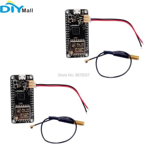 2pcs/lot 433MHz LoRa32u4 Development Board Ra02 LoRa WiFi Transceiver Module Atmega328 SX1278 + LoRa Antenna + JST PH2.0mm Cable