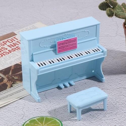 1 set 1:12 Dollhouse Miniature Grand Piano With Stool Musical Instrument Model for Dollhouse Accessories Home Decor Toy Gift