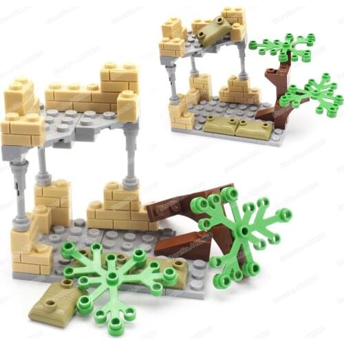 Military Battlefield Ruins Building Block Model Moc WW2 Figures Soldier Weapons Fighting Diy Assembly Gifts Boy Educational Toys