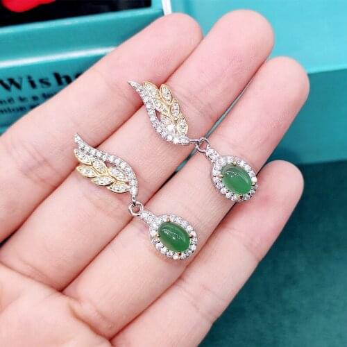 Fashion Gold Drop Earrings Creative Wing Shape Design Inlay Green Cubic Zirconia Vintage Fine Jewelry For Women Wedding Party