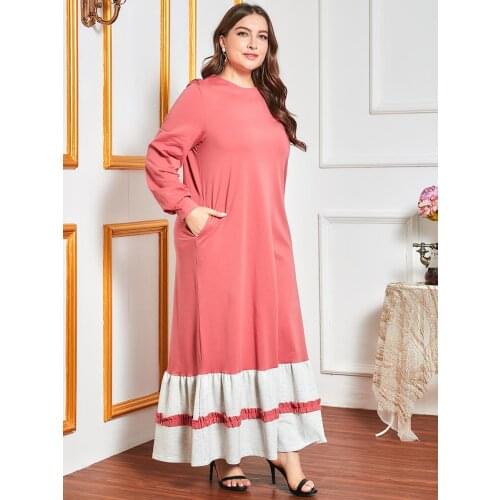 Muslim Embroidery Hooded Tracksuit Dress Women Dubai Turkey Sportwear Jogging Maxi Dress Musulman Islamic Clothing Pockets Wear