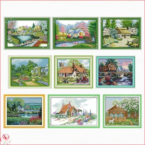 Joy Sunday Beautiful Homeland Cross Stitch Kits Counted Canvas Embroidery Sets 11CT 14CT DIY Handmade Needlework Home Decoration