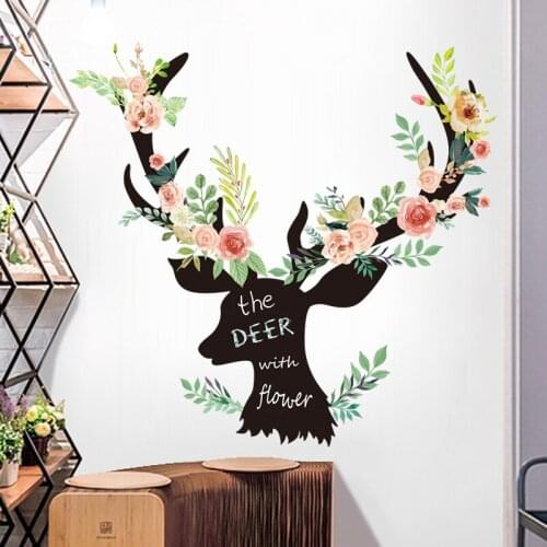 Nordic Wall Sticker Deer Living Room Wall Decals Bedroom Painting Sticker Home Decor Self Adhesive Wallpaper