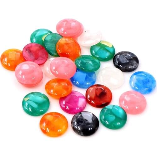 New Fashion 40pcs 12mm Mix Colors Artificial shells Flat back Resin Cabochons Cameo