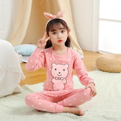 New Cotton Long Sleeve Girls Clothes Boys Pajamas Children Cartoon Pyjamas Sets Baby Sleepwear Pijamas Kids Nightwear