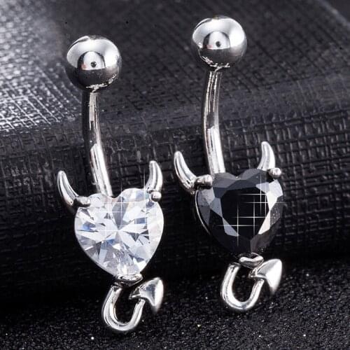 Navel Belly Piercing Button Ring Glitter Love Heart Decor Piercing Navel Nail Sexy for Women Body Jewelry LL@17