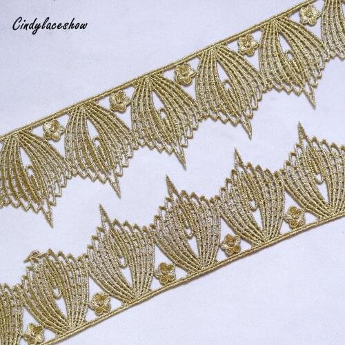 1Yard 7.5cm Width Gold Lace Trim Ribbon Wedding Dress Headband Lace Fabric Sewing Handicraft DIY Craft Clothing Hair Accessories