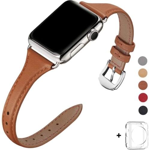 Cowhide Leather Strap For Apple Watch Band 42mm 44mm Iwatch Series SE 6 5 4 3 2 1 Loop 40mm 38mm Wristband Bracelet Replacement