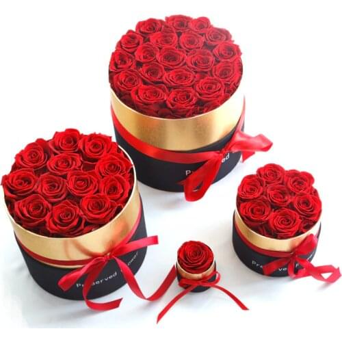 Romantic Valentines Day Gifts Eternal Rose in Box Preserved Real Rose Flowers With Box Set The Best Mothers Day Gift Wholesale