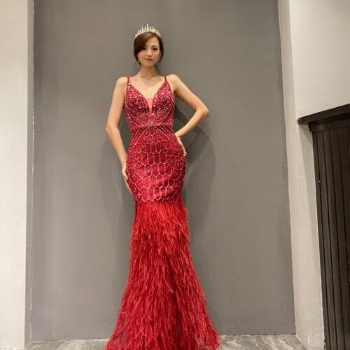 Luxury sex backless celebrity wedding evening dresses A-line Beaded 2021 New style Cocktail Formal party