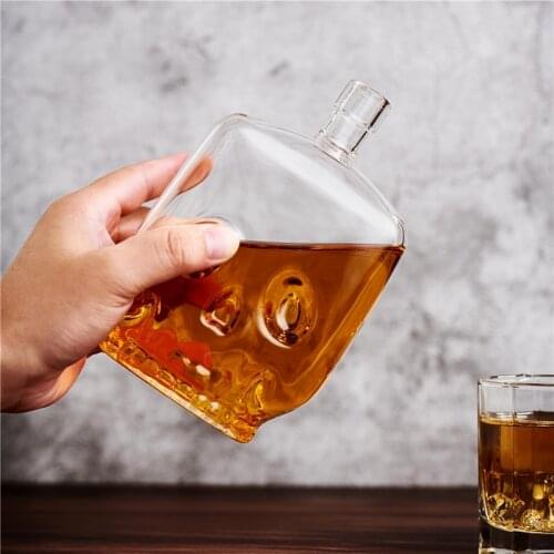 700ml Skull Glass Whisky Vodka Wine Crystal Bottle Spirits Transparent Wine Drinking Decanter Bar Home Decor Hip Flask Geek Gift