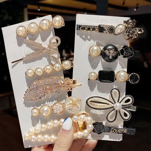 4/8pcs/Pack Gold Pearl Hair Clip Sets Headpiece Pins Rhinestones Hairgrips Cute Hairpins Luxury Clips Hair Accessories For Women