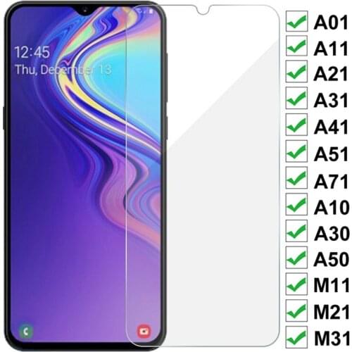 Protection Glass On For Samsung Galaxy A01 A11 A21 A31 A41 A51 A71 Tempered Screen Protector A10 A30 A50 M11 M21 M31 Glass Film