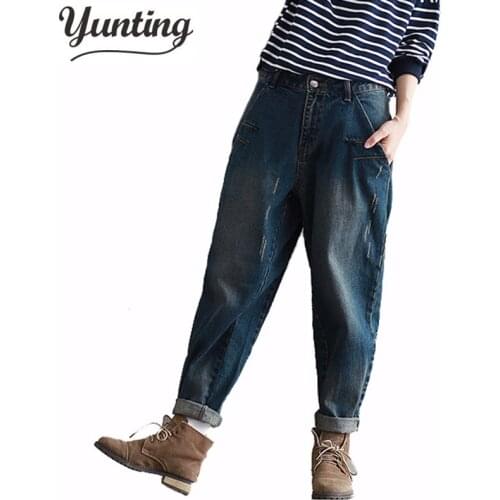 2021 Winter Big Size Jeans Women Harem Pants Casual Trousers Denim Pants Fashion Loose Vaqueros Vintage Harem Boyfriend Jeans