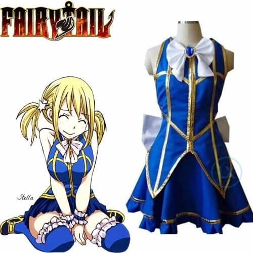 Anime Fairy Tail Cosplay Costume Lucy Heartfilia Backless Polyester Adult Women Halloween/Carnival/Show/Party Dress Gifts