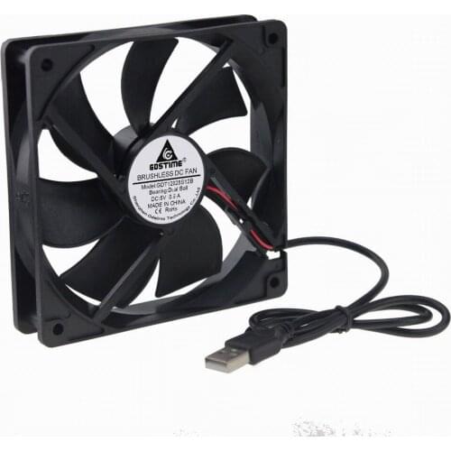 1 Pcs Gdstime 120mm*120mm*25mm USB Cooler DC 5V Brushless Motor Cooling Fan 12cm 120mm x 25mm Dual Ball 12025B 0.5A 2000RPM