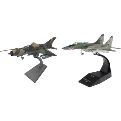 2Pcs 1/72 Scale MIG-21 Airplane + 1/100 Scale MIG-29 Aircraft Military Army Model Room Decoration