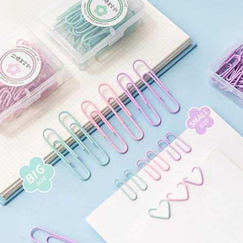 20/50pcs Macaron PaperClip 32/28mm Candy Color Paper Clip Binder Clamp Memo Clip Bookmark Stationary Storage Holder Office Pin