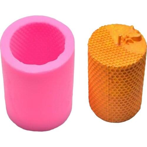 3D Cylinder Bee Honeycomb Candle Silicone Molds Beehive Mold Handmade Beeswax Candle Soap Making Mould
