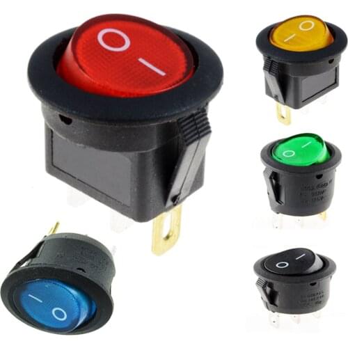 5Pcs SPST Switch 125V/250V rocker switch Dot Light 3 pins ON-OFF Rocker Switch LED illuminated Car Dashboard Dash Boat Toggle